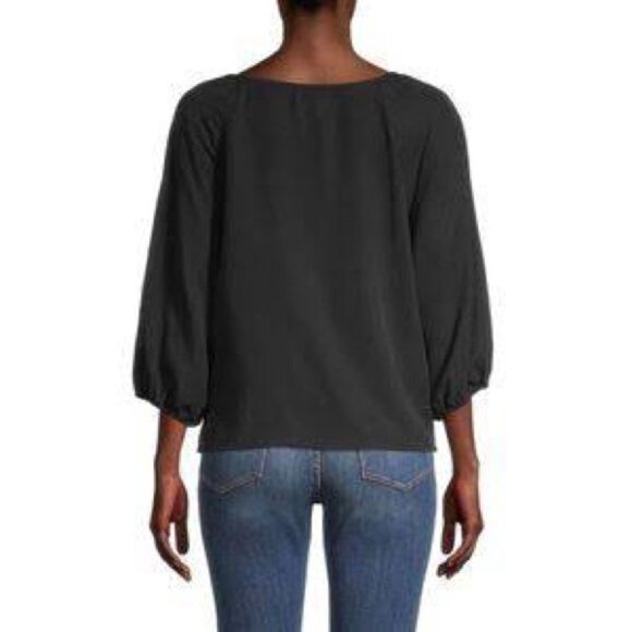 Sanctuary Mila Solid-Hued Black Lyocell Button Down Half Sleeve Top Size Medium - Picture 8 of 13